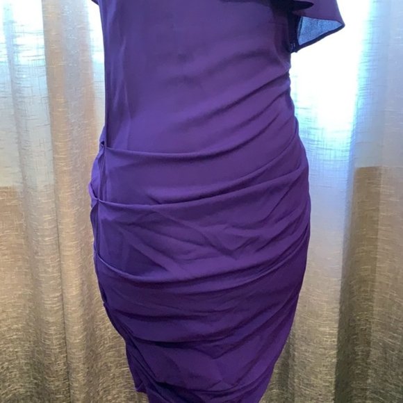 [EUC] BCBGMAXAZRIA 100% Silk Ruched Bodycon Dress - Picture 5 of 7